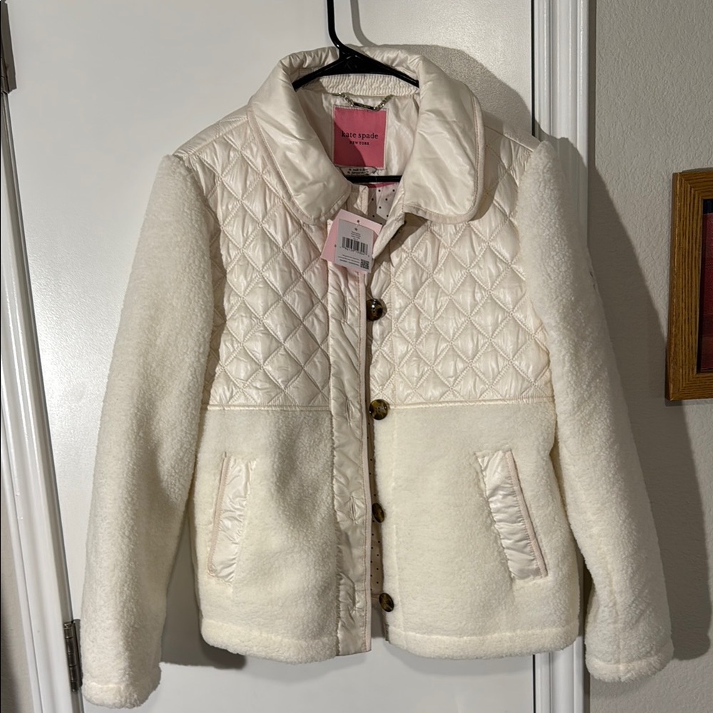 Kate Spade Cream Quilted Jacket Size:M